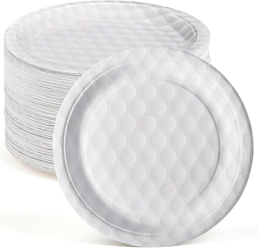 3D Golf Paper Plates Set 9 Inch 120pcs Heavy Duty Golf Ball Party Supplies Oil Resistant Disposable for Sports Themed Birthday Cake Dessert Decorations Ball Theme Set Boys and Girls