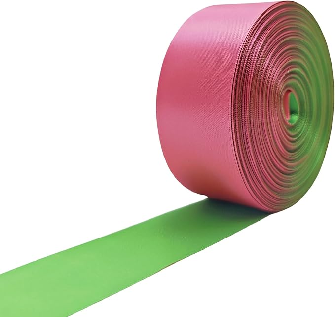 Double Faced Satin Ribbon, 1-1/2 Inch 30 Yards, Pink & Green Flash Two-Tone Ribbon for Gift Wrapping, Flower Bouquet, Bow, Hair, Wedding, DIY Crafts, Holiday Party Decorations