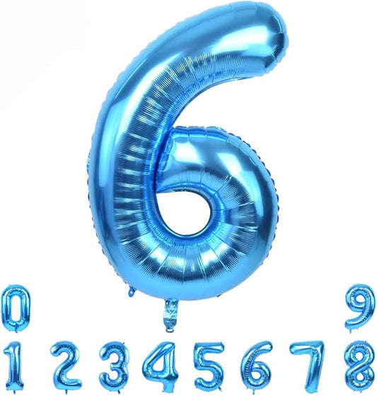 TONIFUL 40 Inch Blue Large Numbers Balloon 0-9 Foil Mylar Big Number 6 Balloon Digital 6 for 2026 Graduation New Year Eve Birthday Party,Wedding, Bridal Shower Engagement Photo Shoot, Anniversary