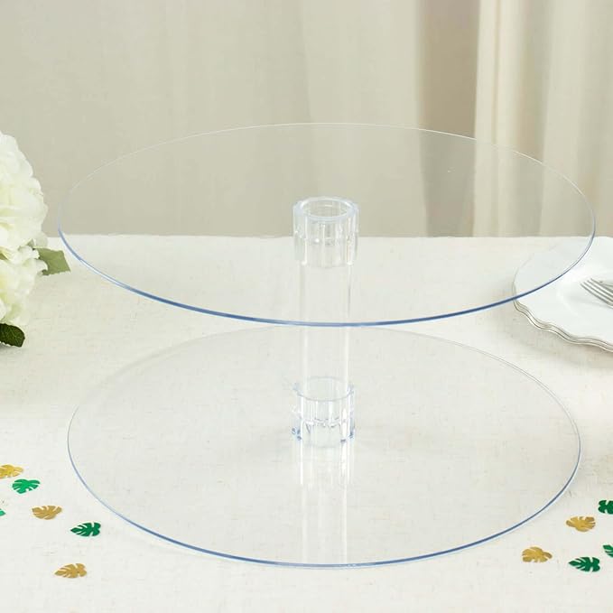 Efavormart 2 Tier 18 inch Acrylic Crystal Glass Clear Cupcake Dessert Decorating Stand for Birthday Xmas Party Wedding