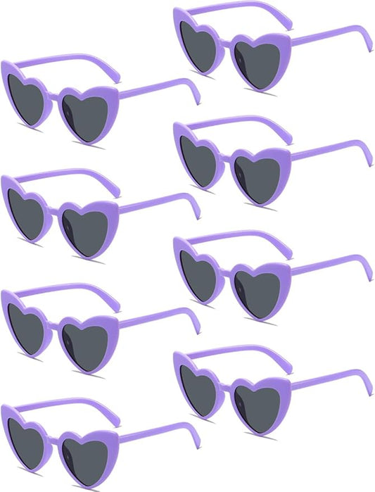 8 Pack Heart Sunglasses Vintage Cat Eye Heart Glasses Retro Bachelorette Bride Sunglasses Bulk for Women