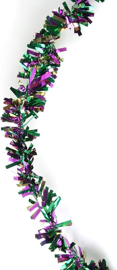 Beistle Metallic Festooning Garland Party Accessory, Mardi Gras Decorations, 4" x 15', Gold/Green/Purple