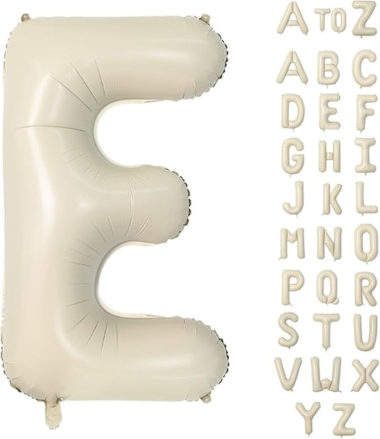 Biapian 40 Inch Letter E Balloons, Giant Cream E Foil Balloon, Big Single Alphabet A-Z Balloons, Beige Large Aluminum E Balloons Helium for Birthday, Baby Shower, Wedding, Anniversary Party Decoration