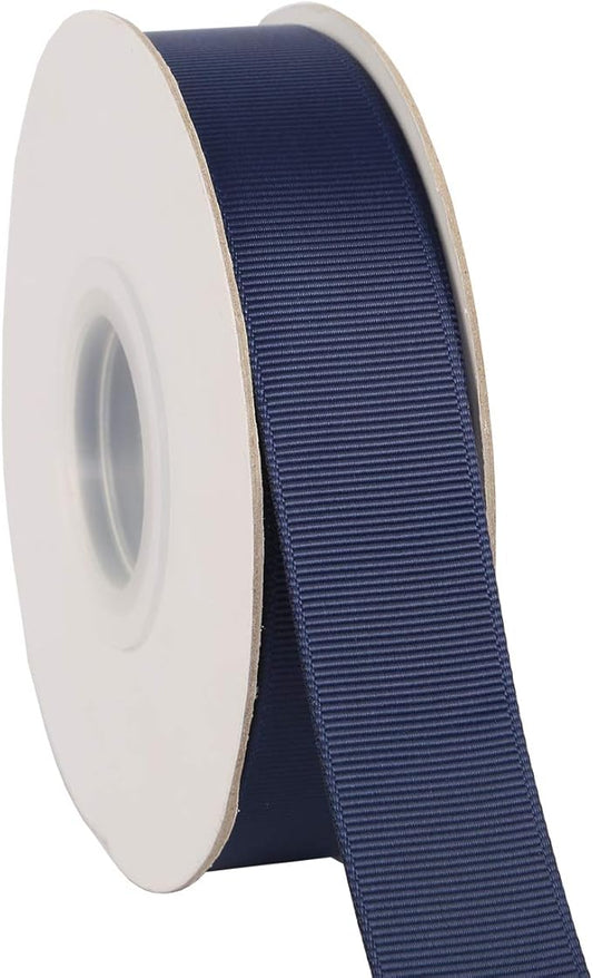 Ribbonitlux 1" Wide Solid Grosgrain Ribbon 25 Yards (370-Navy ）, Set for Gift Wrapping, Party Decor, Sewing Applications, Wedding and Craft