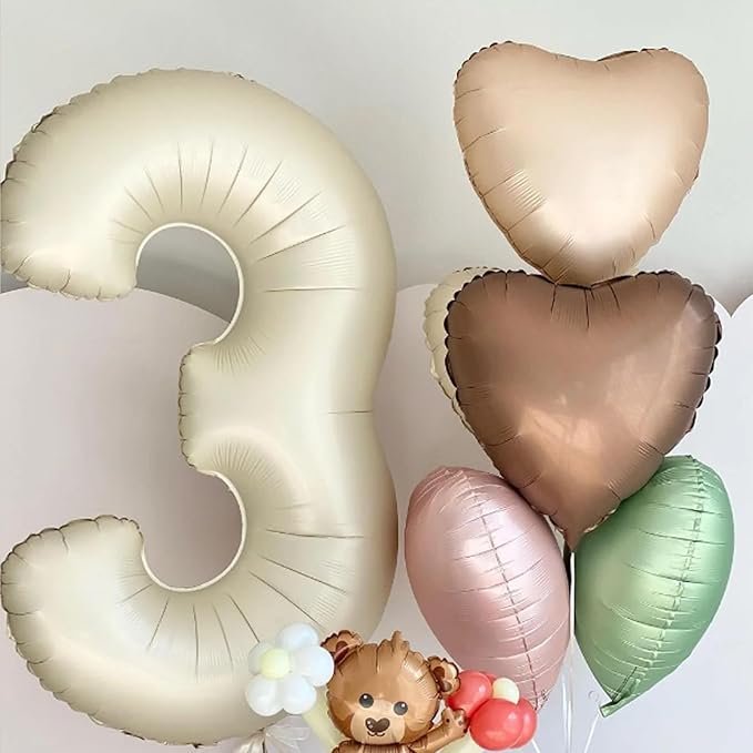 Biapian 40 Inch Cream Number 21 Balloon, 21st Birthday Balloons, Big Digital 21 or 12 Beige White Giant 21 Foil Balloon Helium for 12th 21st Birthday Decorations Anniversary Baby Shower Party Supplies
