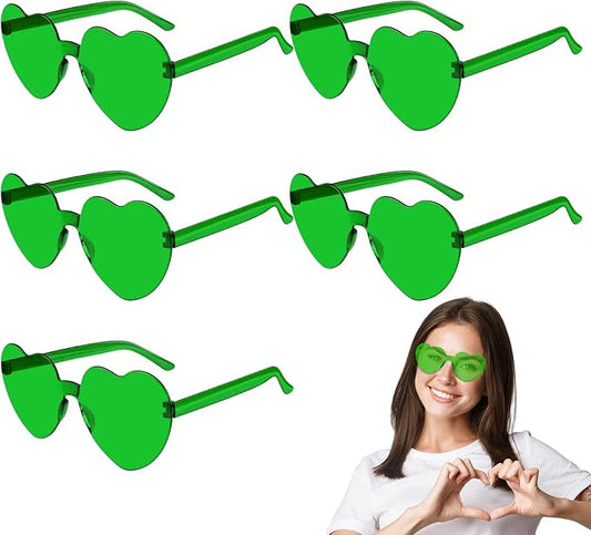 PLULON Heart Sunglasses for Women 5/12/25 Pcs, Heart Glasses Valentine Day Rimless Shaped Candy Color Fun Glasses Party Favor