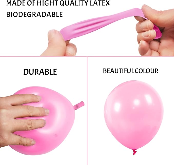 Pink Balloons 110Pcs, 5 Inch Small Pink Latex Party Balloons, Mini Thick Pink Balloons for Birthday Wedding Baby Shower Decorations.