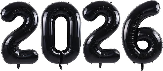 TONIFUL 2026 Black Foil Number Balloons 16 Inch Black 2026 Number Balloons 2026 Graduation Aluminum Foil Mylar Balloons for 2026 New Year Eve Christmas Anniversary Party Supplies