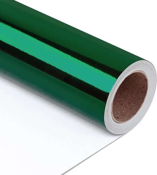 NESCCI Dark Green Metallic Wrapping Paper, Solid Color Paper,Gift Wrapping Paper,Perfect for Wedding,Valentine's Day,Birthday, Christmas,Baby Shower,DIY Bouquet (17 Inches X 32.8 Feet)