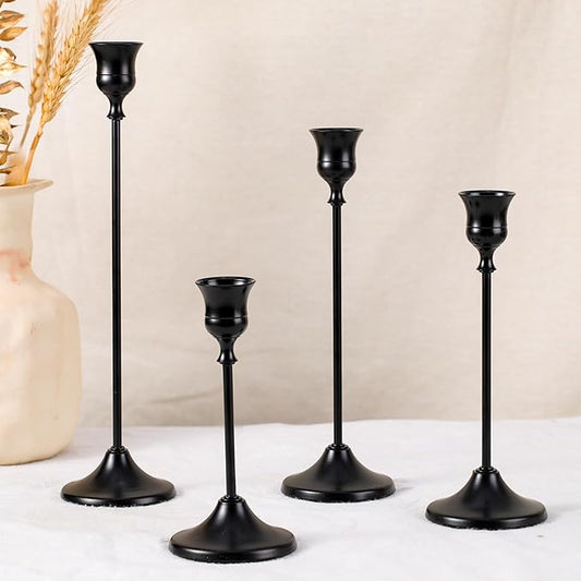 Candlestick Holders, 4PCS Taper Candle Holder for Candlesticks, Black Candle Holders for Table Centerpiece, Wedding, Party