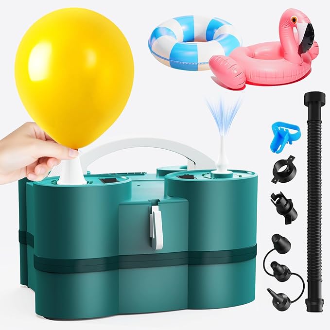 Balloon Pump, 3-in-1 Electric Balloon Pumps, Balloons Blower with Triple Inflating Ports for Latex 260q Foil Balloons Inflation, Inflator Deflator for Pool Floats Air Beds.