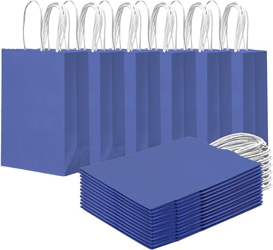 qiqee 24PCS Small Gift Bag with Handles Bulk 8.3"x6"x3" Gift Bags Purple Blue Bags Multiple Uses (Small Size)