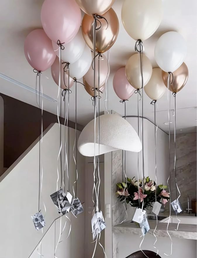 Nude Dusty Pink Balloon Set, 50PCS 12 Inch Retro Blush Pink, White Sand and Soft Champagne Gold Balloons, Romantic Boho Decor for Birthday, Bridal Shower, Baby Shower, Engagement & Wedding