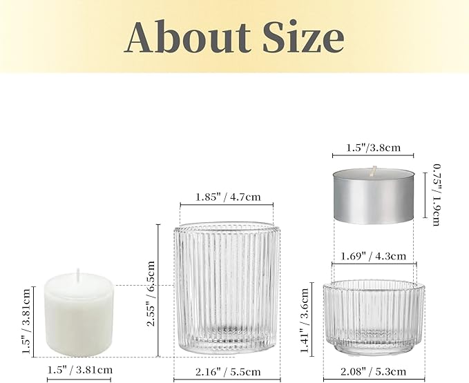 Hewory Glass Tealight Candle Holder: 24 Pcs Clear Tea Lights Votive Candle Holders for Table Centerpiece, Small Glass Tea Light Candleholders Bulk for Christmas Wedding Party Living Room Home Decor