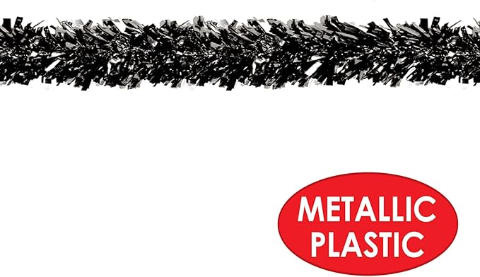 Beistle Shiny Black Metallic Plastic Festooning Garland For New Year’s Eve Christmas Birthday Graduation Party Supplies And Parade Floats