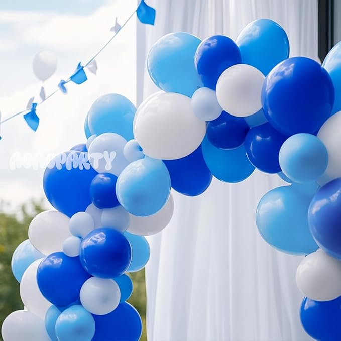 Blue Balloons Garland Arch Kit Different Sizes Pack 150Pc 18Inch 10Inch 5Inch Latex Light Blue Royal Blue Balloon for Baby Shower Birthday Graduation Party Gender Reveal Decorations