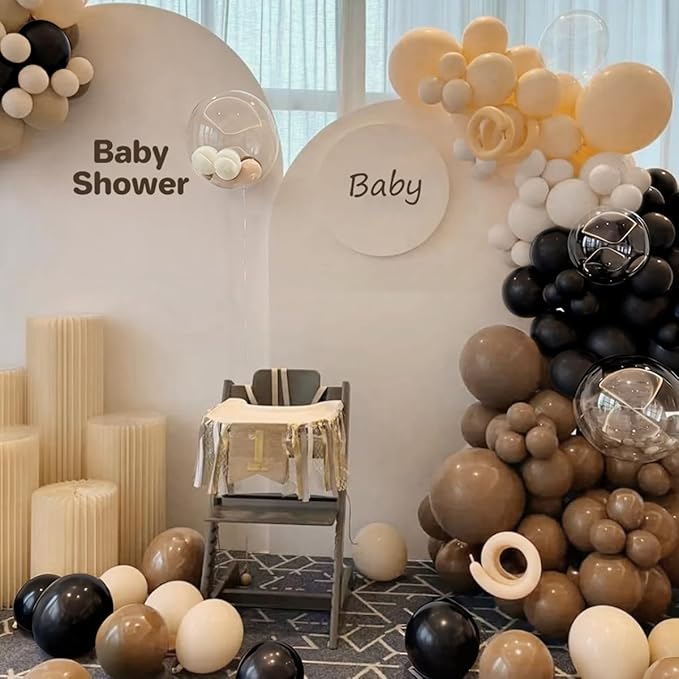 Black Brown Nude White Balloon Garland Arch Kit, 167Pcs Western Cowboy Balloons for Boy First Rodeo Wild West Country Birthday Farm Boho Chic Baby Shower Wedding Party Decorations