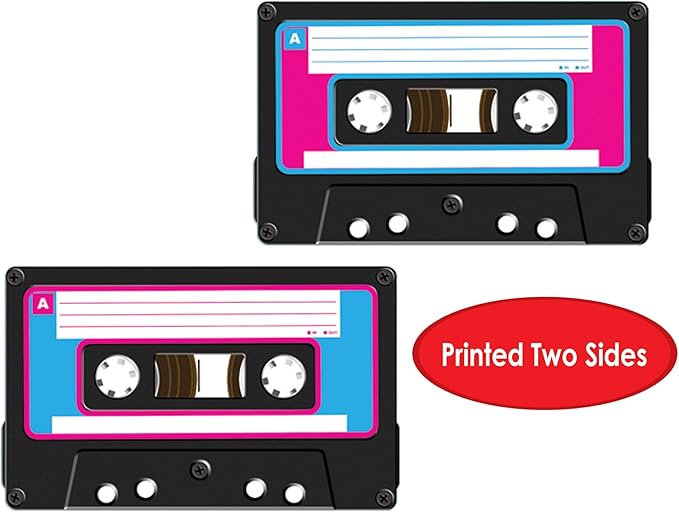 Beistle 5 Piece 80's Theme Cassette Tape Decorations Hanging Whirls Spirals For 1980's Party Supplies