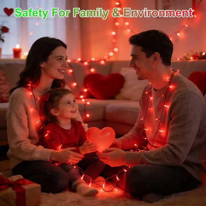 350LED Valentine Lights Indoor Outdoor, 90ft 12 Modes Red Valentines Day Decorations with Timer Dimmable, Waterproof Christmas Tree Lights for Xmas Patio Bedroom Yard Fence Balcony Garden Party Decor