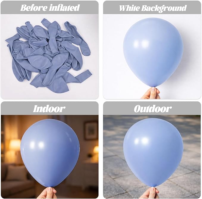 Voircoloria 105pcs Dusty Blue Balloons 12inch Party Latex Balloons for Boys Girls Birthday Baby Shower Gender Reveal Wedding Sunflower Party Decorations