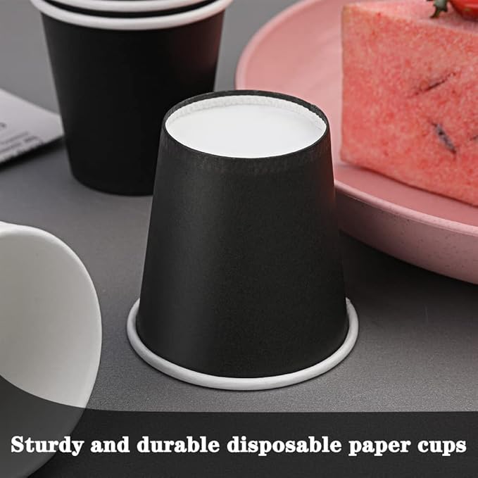 3 oz Paper Cups, Black Mouthwash Cups 50 Count, Disposable Bathroom Cups, Espresso Cup Small Paper Cups for Party, Picnic, Travel, Espresso and Snack