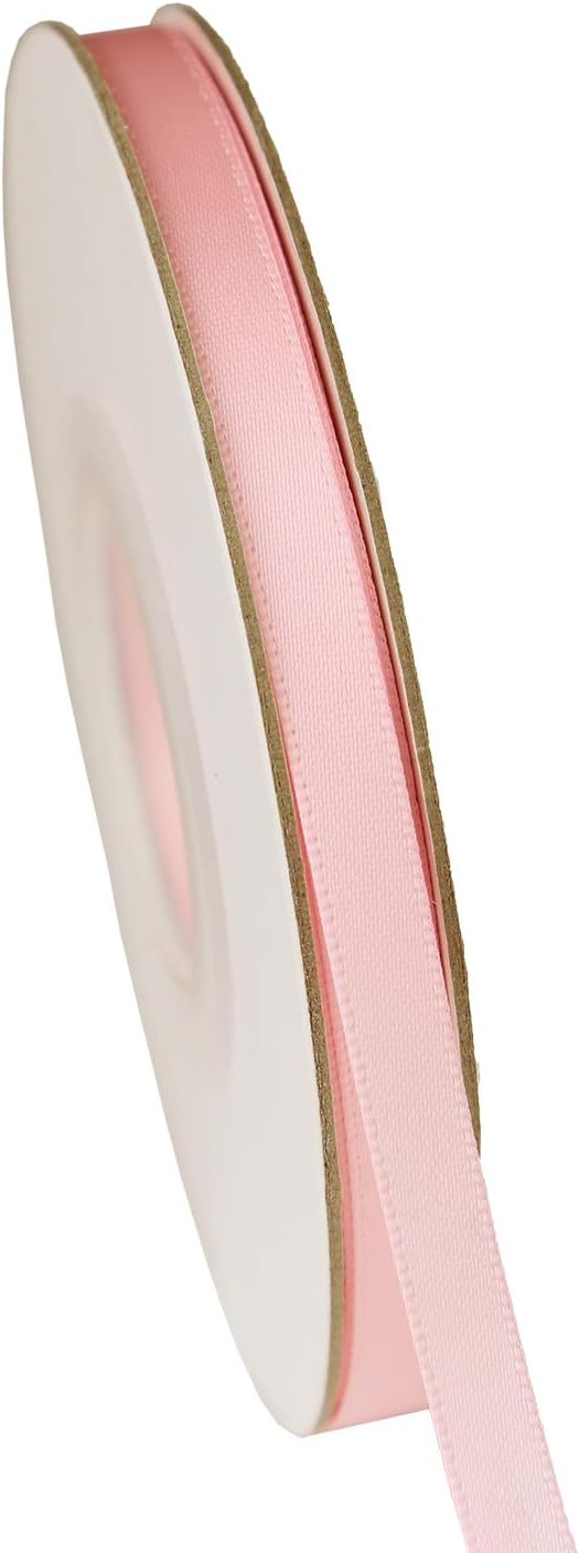 ITIsparkle 1/4" Inch Double Faced Satin Ribbon 50 Yards-Roll Set for Gift Wrapping Scrap Books Party Favor Hair Braids Baby Shower Decoration Floral Arrangement Craft Supplies, Light Pink Ribbon