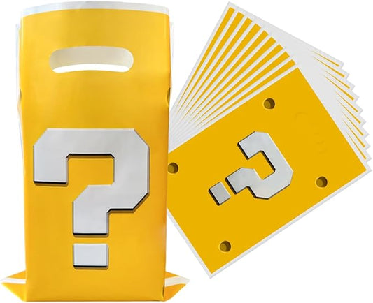 OULUN 30Pcs Super Brothers Party Favor Bags,Super Brothers Birthday Gift Candy Bags,Super Brothers Question Mark Party Decoration Supplies