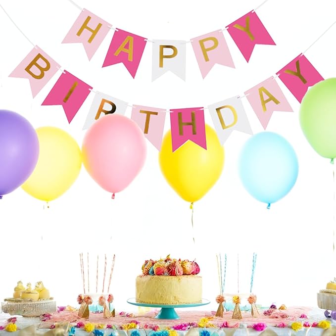 Happy Birthday Banner Party Banner Birthday Hanging Decoration for Women Men Girls Boys Adults Pets Party Backdrop Wall Decor Party Supplies