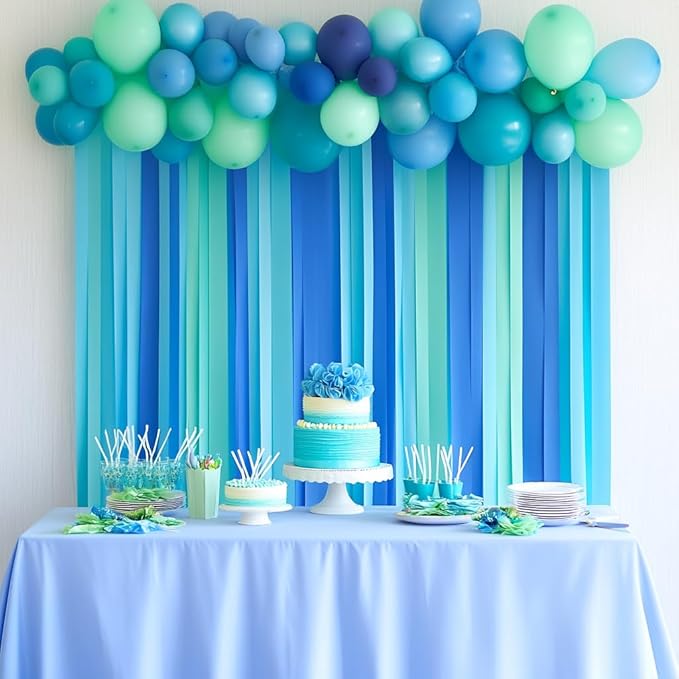 Captain Décor 6 Blue Streamers, 492ft Pack of Blue Crepe Paper Roll, Streamer Party Decorations, Bachelorette Party Decorations (1.8 inch x 82 ft/Roll)