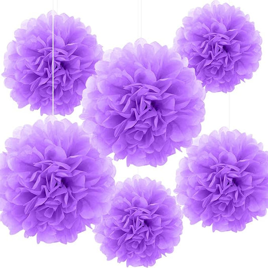 Binpeng Paper Pom Poms Hanging Paper Flower Ball Wedding Celebrations Decorations Outdoor Decoration Flowers Craft for Birthday Party (Light Purple)