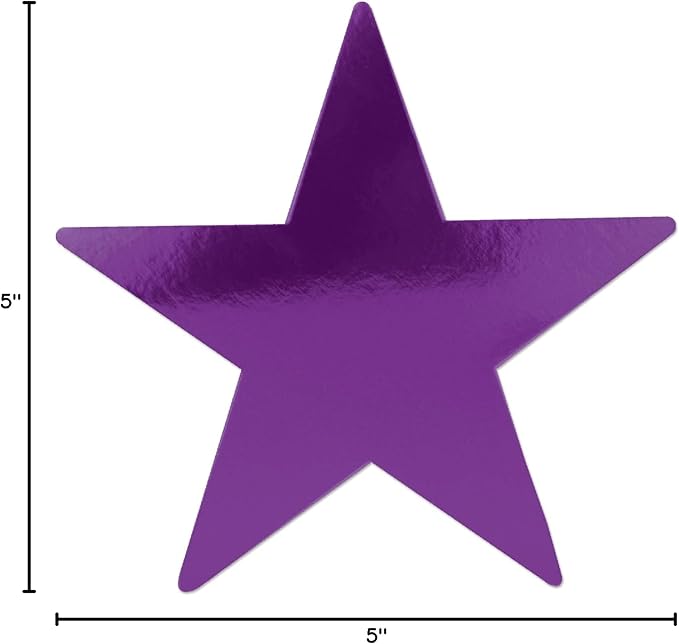 Beistle 72-Pack Foil Purple Star Cutouts, Party Decorations for Festive Events, Celebrations, & Gatherings, Starry Theme Decor for Wall & Table, 5”