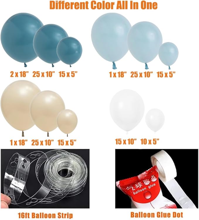 The Big One Balloon Arch Garland Kit for Surfs Up First Birthday Baby On Board Baby Shower Ride the Wave Boy Beach Theme Birthday Ocean Party Backdrop Decoration (Slate Blue)