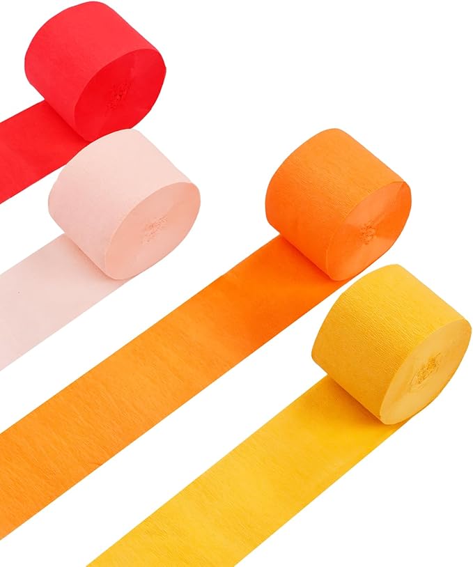 8 Rolls Crepe Paper Streamers Party Decorations, 1.77 Inch x 656 Feet Crepe Streamers, Orange Streamers Birthday Party Decorations