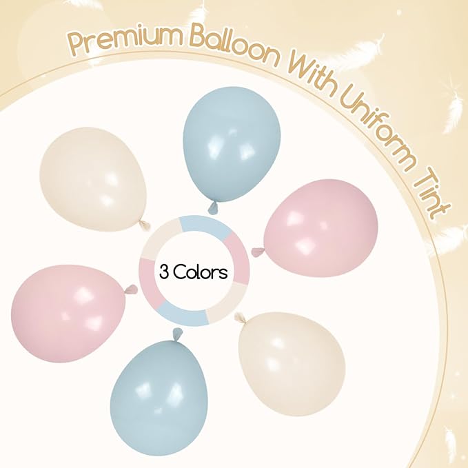 Gender Reveal Balloon Arch Kit, 130pcs Pink and Blue Balloons with Sand White Balloons for Boho Gender Reveal Birthday Baby Shower Decorations