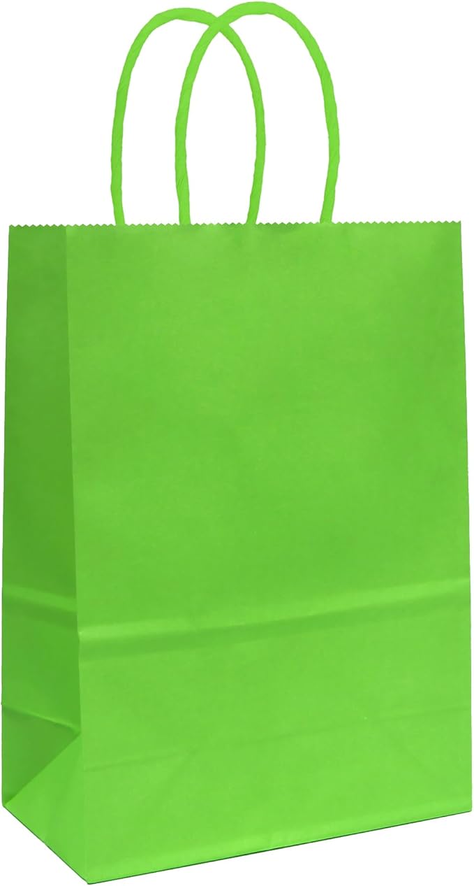 ADIDO EVA 25 PCS Light Green Gift Bags Small Paper Bags with Handles for Party Favor (8.2 x 6 x 3.1 in, Light Green)