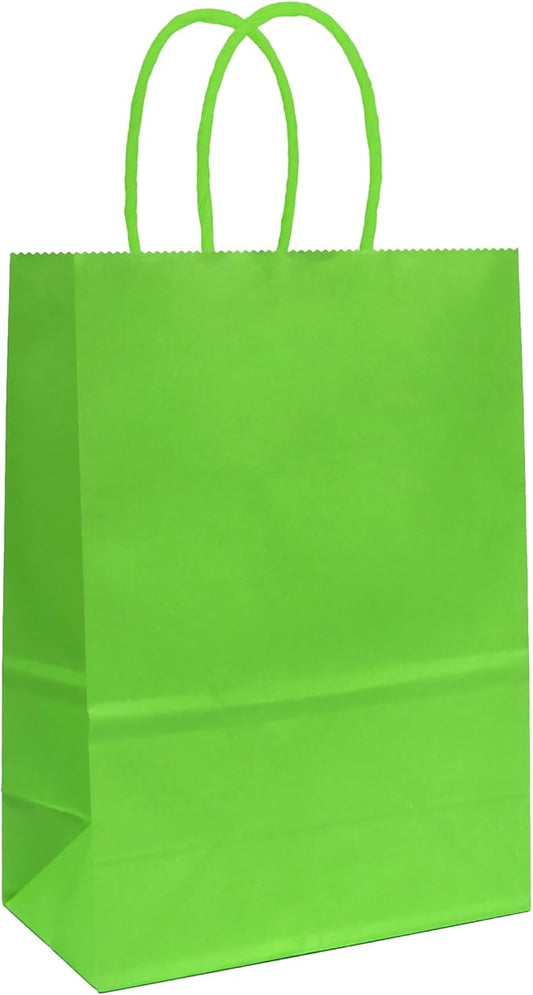 ADIDO EVA 25 PCS Light Green Gift Bags Small Paper Bags with Handles for Party Favor (8.2 x 6 x 3.1 in, Light Green)