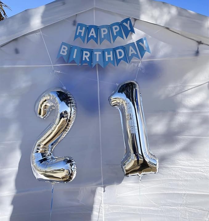 40 Inch Number 8 Balloon, Silver 8 18 28 80 Birthday Balloons for Men Boys, 8th Birthday Decorations Party Supplies, Wedding, Graduations