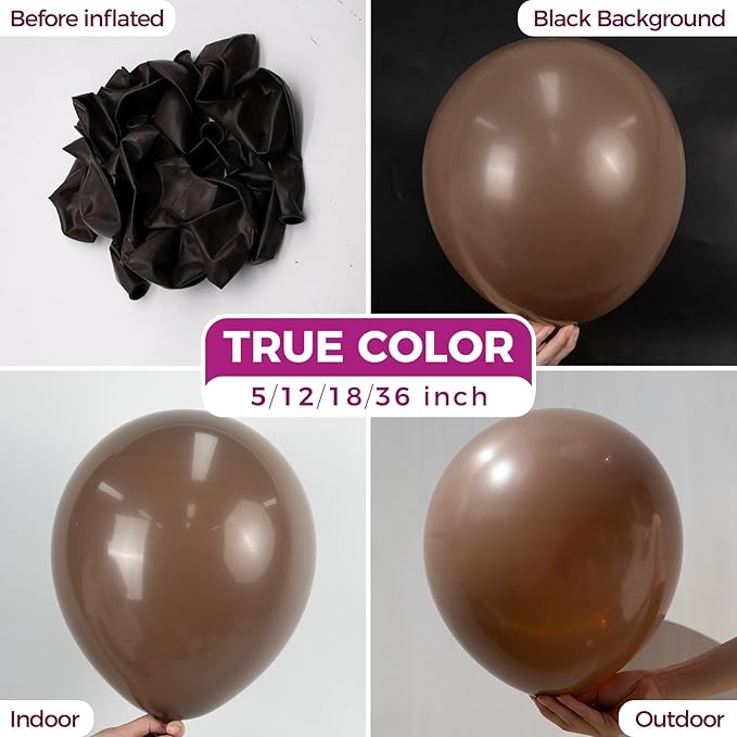 Bezente Brown Latex Party Balloons - 150 Pack 5 Inch Matte Small Helium Dark Brown Balloons for Thanksgiving Birthday Bridal Shower Graduation Anniversary Party Decorations