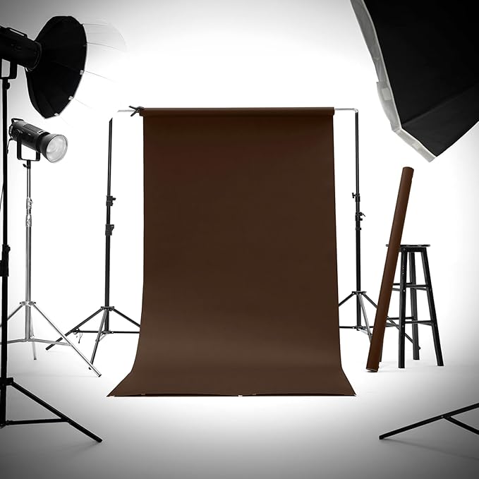 Kate Seamless Paper Backdrop for Photography, Party, Live Streaming, Brown Paper Roll (86''x32.8' Coco Brown)