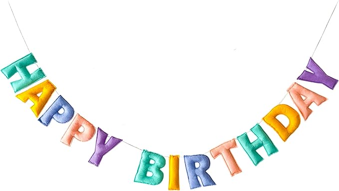 Pre-Strung Happy Birthday Banner - Felt Ball Garland, Rainbow Party Decorations, HAPPY BIRTHDAY Garland, Personalized Birthday Sign for Birthday Decor, Party Decor, Photo Prop (Macaron Colors)