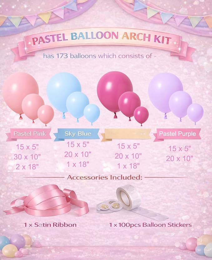 Pastel In My Birthday Era Balloon Arch Garland Kit Pink Blue Purple Balloons for She Found Her Lover Girl Retro Girls Main Character Birthday Swiftie Party Decoration (Pink Blue Purple)