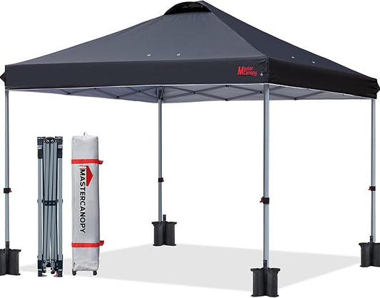 MASTERCANOPY Durable Pop-up Canopy Tent with Roller Bag (10x10, Black)