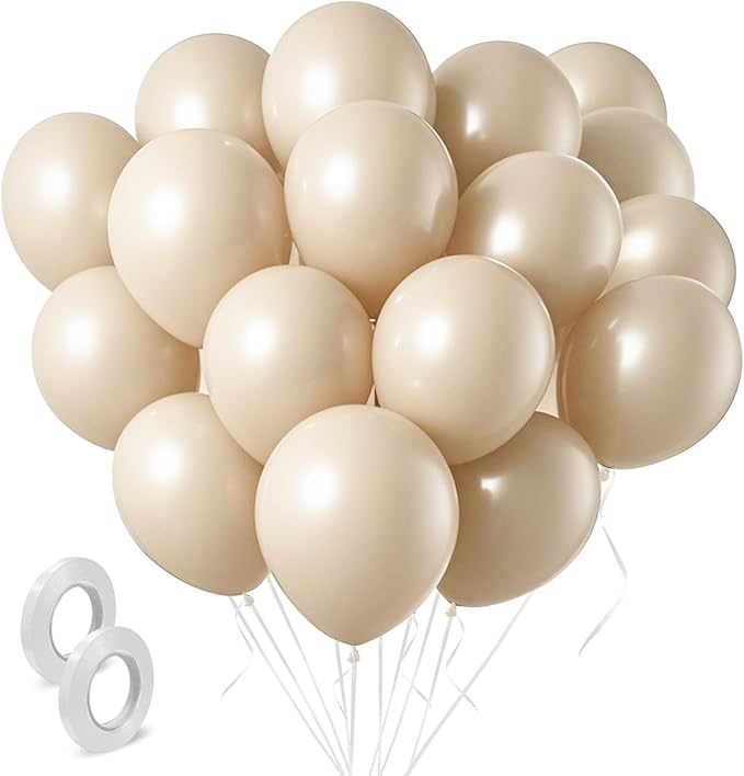 Cream Balloons Latex Party Balloons 100 Pack 12 inch Round Beige Neutral Sand White Balloons for Birthday Wedding Baby Shower Gender Reveal Party Decoration