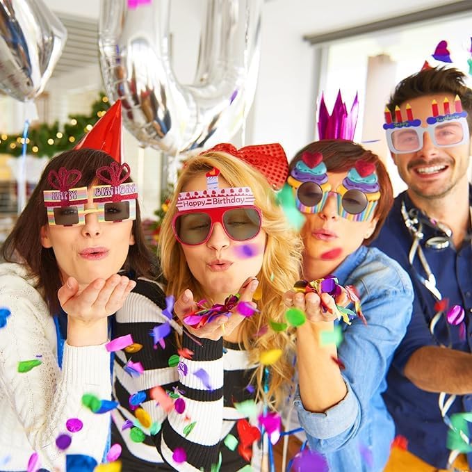 Funny Sunglasses & Costume Masks for Birthday Parties, Multi-Shaped Novelty Shades to Add Humor to Any Festivity