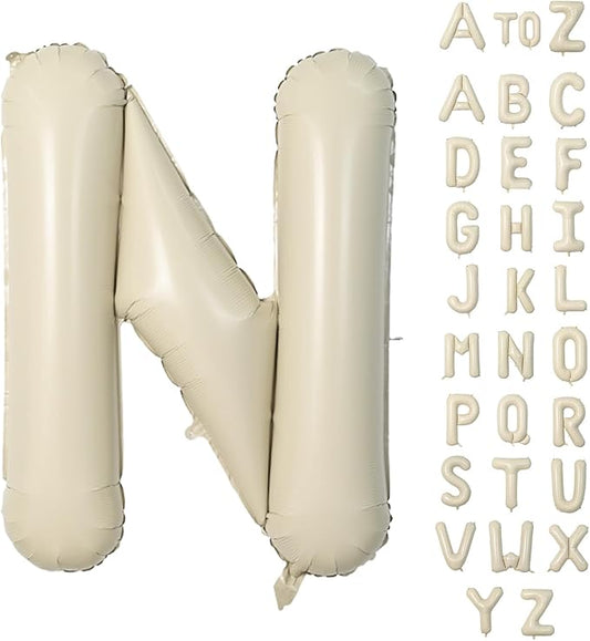 Biapian 40 Inch Giant Cream N Foil Balloon - Big Single Alphabet A-Z Balloons, Helium for Birthday, Baby Shower, Wedding, Anniversary Party Decoration