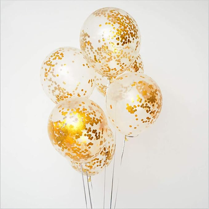 KIRIKOU Pack of 24 Pieces Confetti Balloons 12 Inch Latex Party Balloons for Party Decorations, Wedding, Engagement, Bridal, Birthday and Shower Gold)