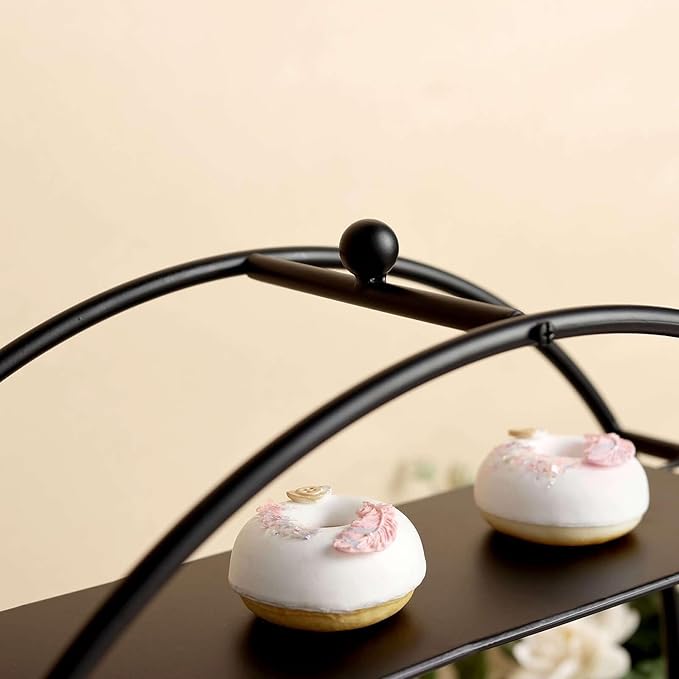 Efavormart 21" Matte Black Metal Tiered Cupcake Stand, 3 Tier Dessert Cupcake Holder Display Stand