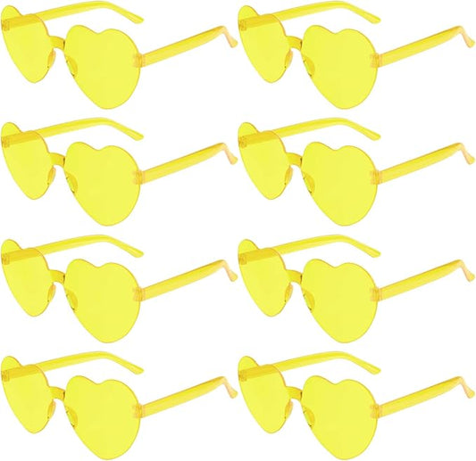 PLULON Heart Sunglasses for Women 5/12/25 Pcs, Heart Glasses Valentine Day Rimless Shaped Candy Color Fun Glasses Party Favor