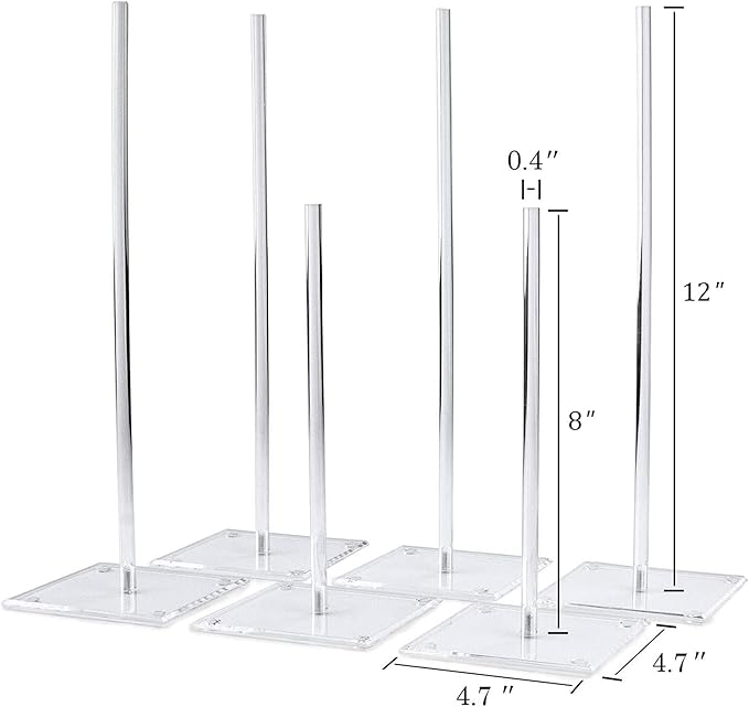 Acrylic Donut Stands, 6 Pack Clear Donuts Display Stand, Doughnuts Tower Holder for Dessert Table, Bagel Holders for Wedding Birthday Treat Parties, Class Reunion, Children's Birthday Party,
