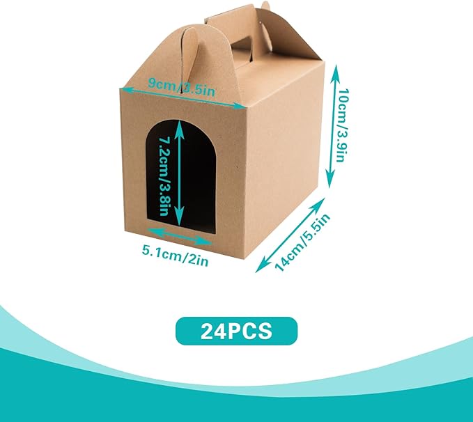 Hiyoo 24 PCS Adopt Pet Gift Boxes with Windows, Party Favors Boxes Foldable Candy Goodie Cases Decorations for Birthday Wedding Bridal Shower Party Favors, 5.5 x 3.5 x 3.5 Inch